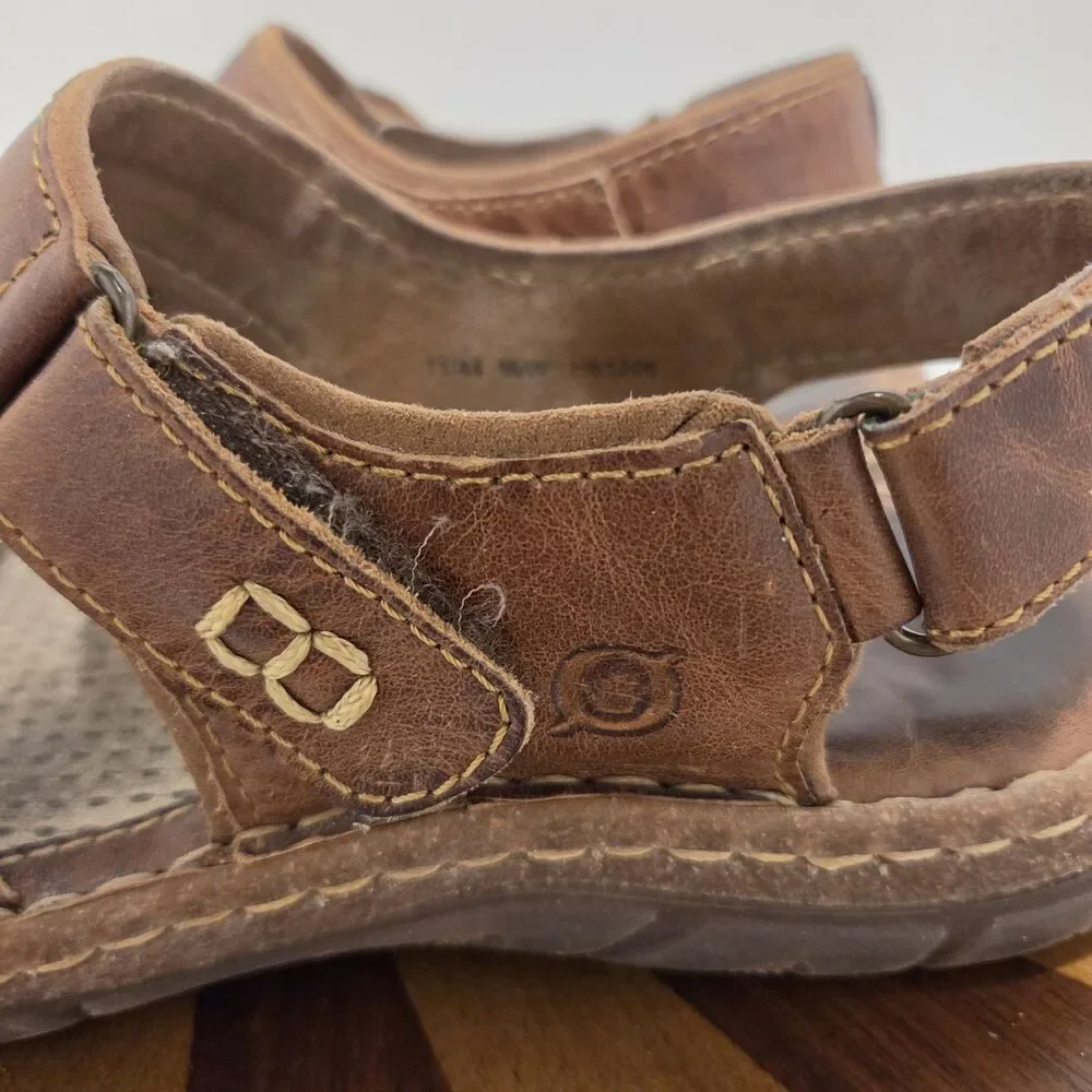 Born Custer Sandals US 11 Men Slingback Brown Leather Fisherman Dad Indie H61206